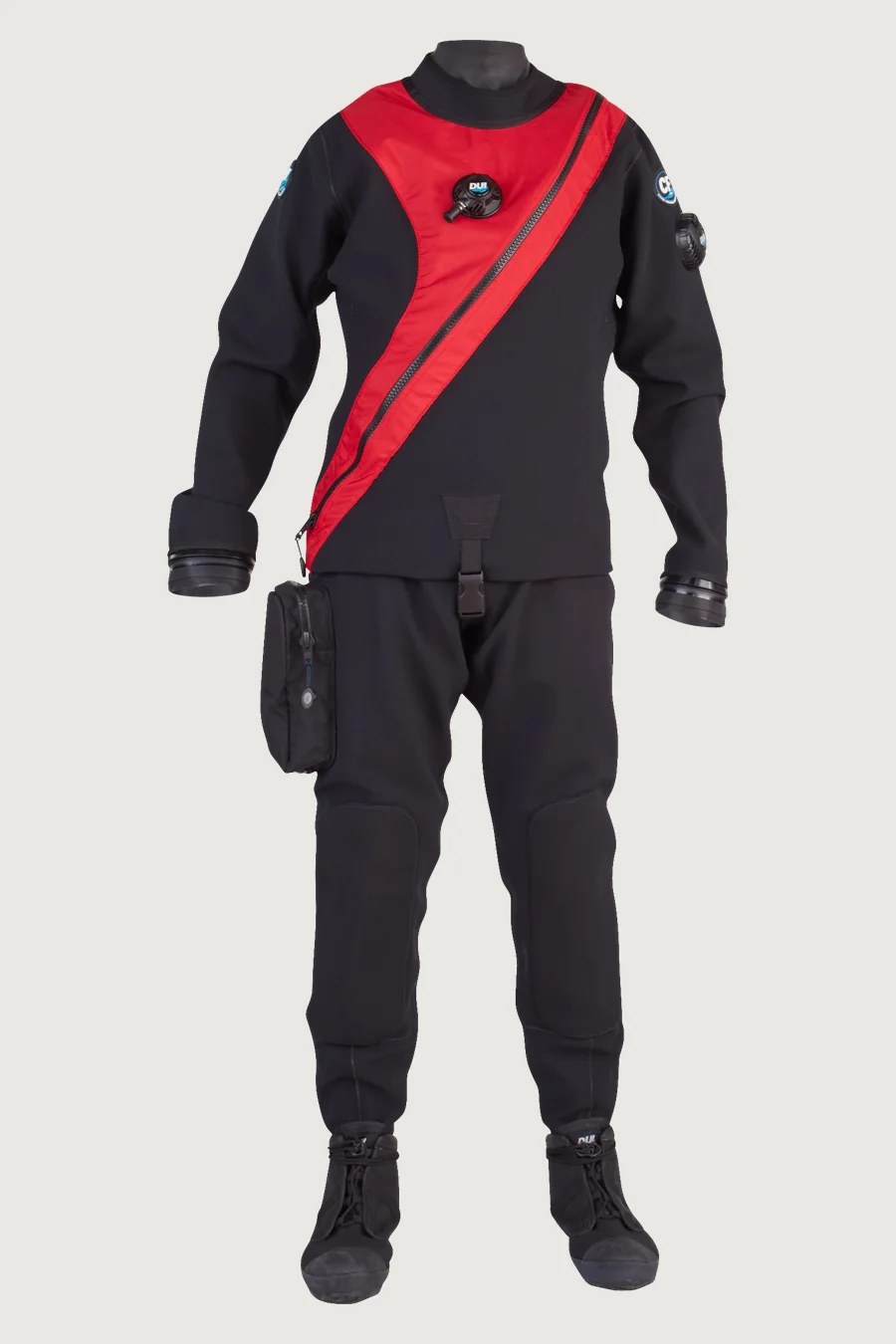 DUI CF200X drysuit in red, finished catalog cutout
