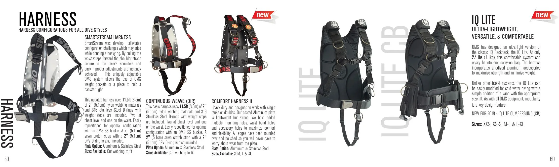 2018 Gear Guide spread: OMS harness configurations and the IQ Lite