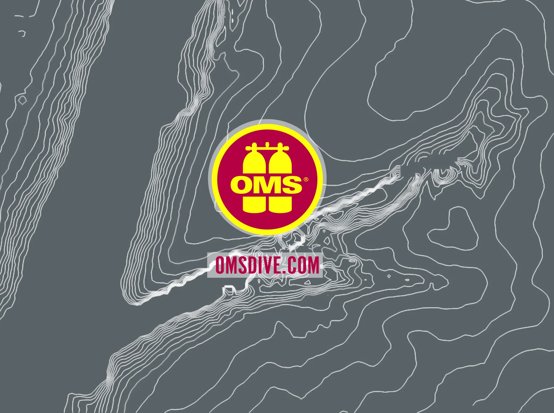 Mockup of the OMS drysuit box with topographic line art